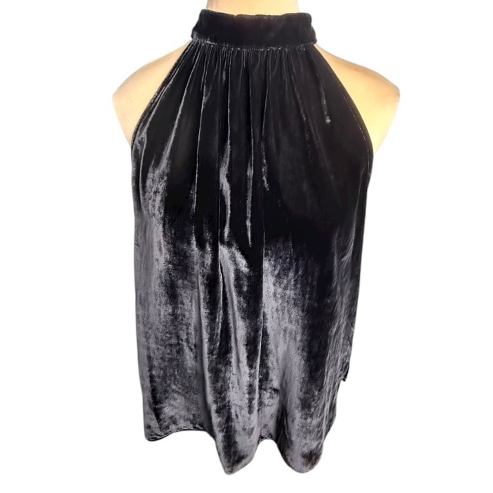 LOFT Black Velvet Halter Neck Top Size Small NWT
